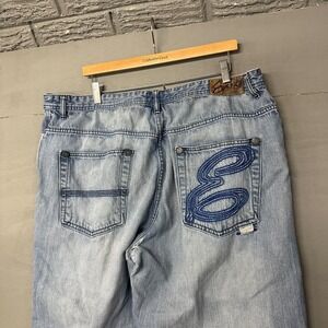 Enyce Vintage Baggy Jeans Light Wash Embroidered Logo Streetwear Mens 42
